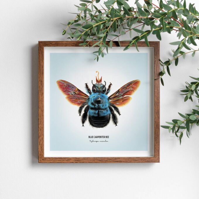 Blue Carpenter Bee Fine Art Giclée print – Xylocopa caerulea - Image 4